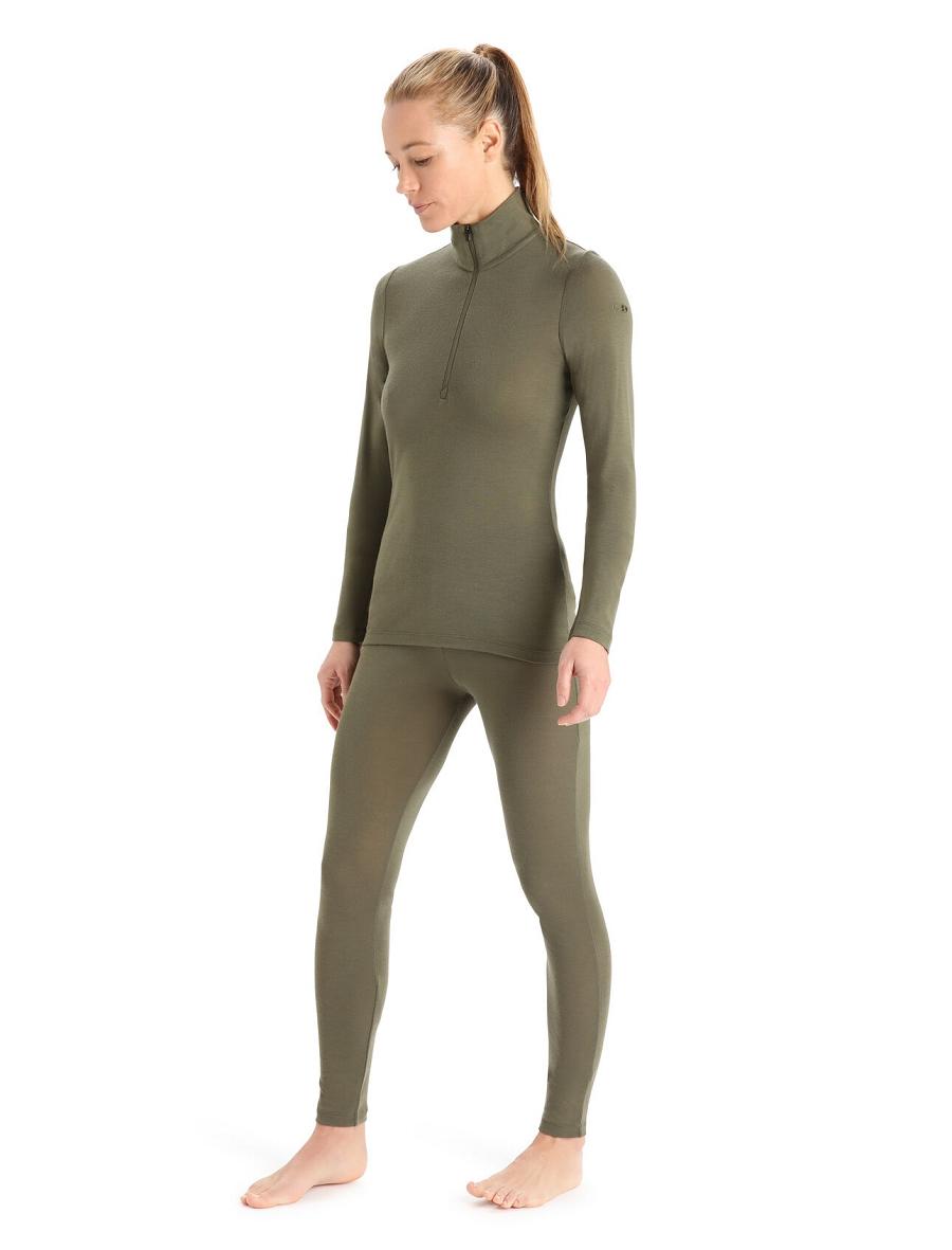 Loden Women's Icebreaker Merino 175 Everyday Long Sleeve Half Zip Thermal Top Base Layers | USA 1862DFMN